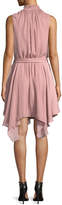 Thumbnail for your product : Halston High-Neck Smocked Ruffle Mini Dress
