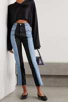Thumbnail for your product : E.L.V. Denim + Net Sustain The Twin Frayed Two-tone High-rise Straight-leg Jeans