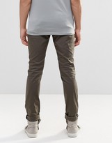 Thumbnail for your product : ASOS Skinny Cotton Pants With Knee Rip In Dark Khaki