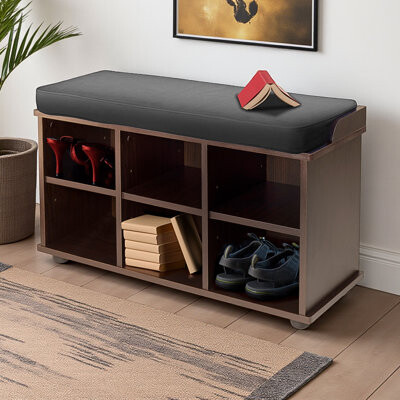 Ivy Espresso Storage Bench with Seat Cushion
