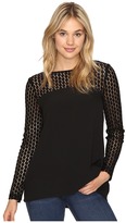 Thumbnail for your product : Kensie Smooth Stretch Crepe Top with Lace Detail KSNK4240 Women's Clothing