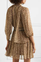 Thumbnail for your product : Zimmermann Espionage Pussy-bow Leopard-print Silk-georgette Mini Dress - Brown
