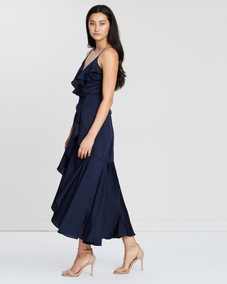 Shona Joy Women's Blue Midi Dresses - Luxe Bias Frill Wrap Dress