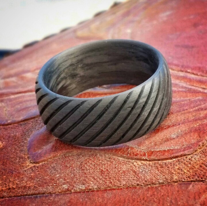Lariat, Carbon Fiber Ring. Strong, Light Weight, Wedding Ring, Comfort Fit, Durable Finish