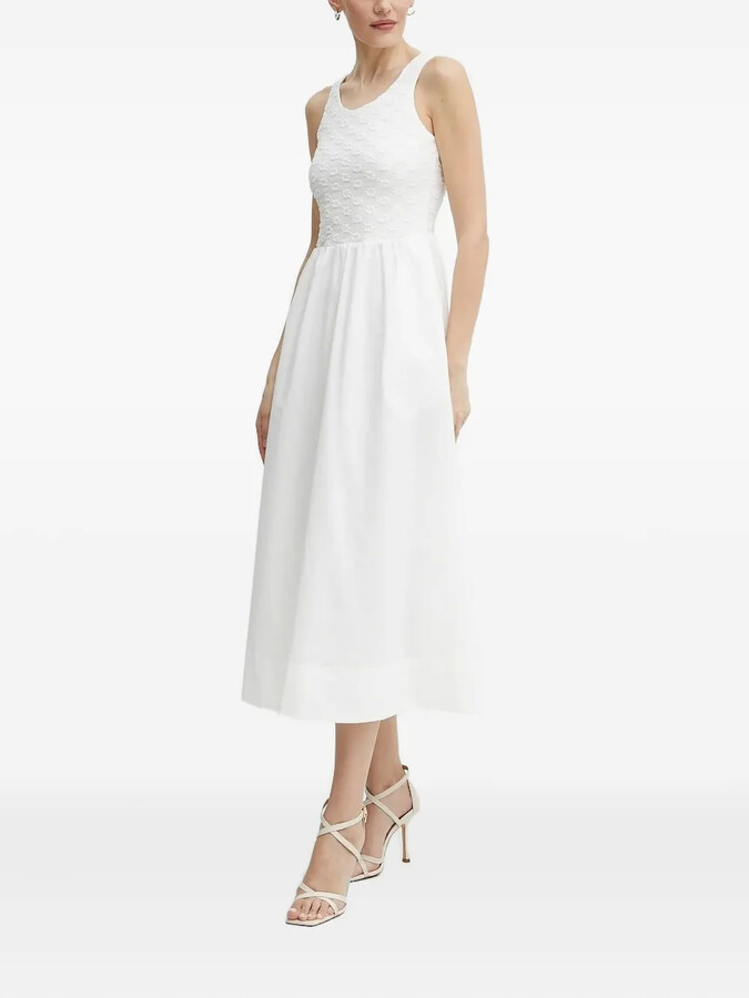 Bardot Embroidered-Bodice Midi Dress