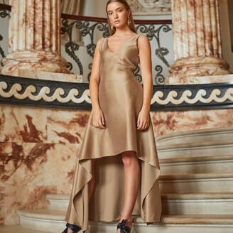 Aurelie Silk Asymmetrical Maxi Dress