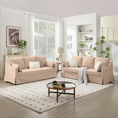 Ebern Designs 2-Piece 81'' W Upholstered Modern Living Room Slipcover Sofa Set
