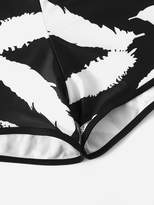 Thumbnail for your product : Shein Plus Feather Print Racer Back Top With Shorts Bikini