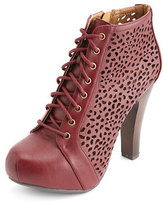 Thumbnail for your product : Charlotte Russe Laser Cut-Out Lace-Up Platform Booties