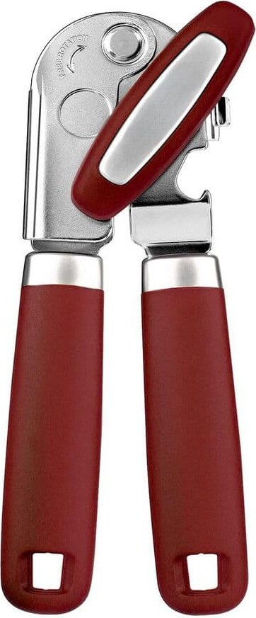Wudkey Manual Can Opener with Magnetic Lid Lifter, Smooth Cutting Blade, and Comfort Grip in Red