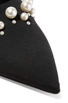 Thumbnail for your product : Erdem Fari Faux Pearl-embellished Faille Mules - Black