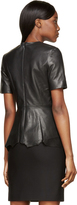 Thumbnail for your product : Alexander Wang Black Leather Fitted Short Sleeve Raw Hem Top