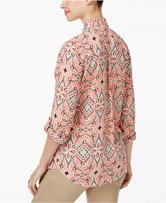 JM Collection Printed Roll-Tab Blouse, Created for Macy's