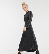 Thumbnail for your product : Monki high neck maxi dress in black glitter