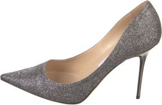 Jimmy Choo Glitter Pumps Metallic & Silver Pointed-Toes with Glitter Accents Includes Box