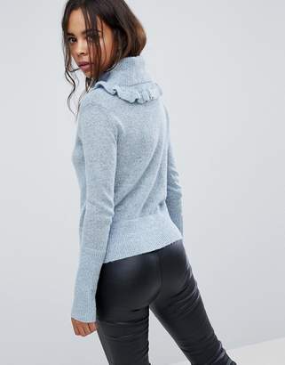 Lost Ink Petite High Neck Jumper With Frill Collar