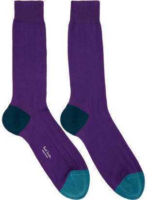 Paul Smith Purple Plain Contrast Socks