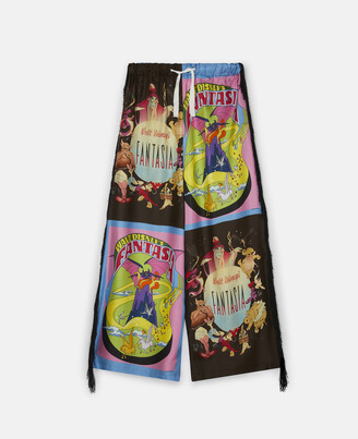 Stella McCartney Fantasia Poster Print Fringe Silk Trousers, Multicolour