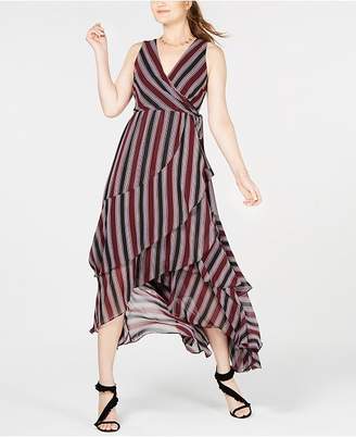 INC International Concepts Striped Layered Faux-Wrap Dress, Created for Macy's