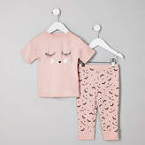 Thumbnail for your product : River Island Mini girls pink 'eyelash' pyjama set