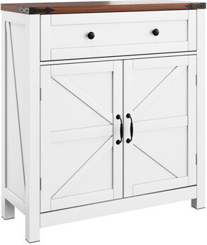 Mid-century Modern Kitchen Buffet Cabinet - Adjustable Shelf & 1 Drawer With White Lacquer Bathroom Storage 2 Doors