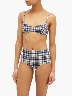 Solid & Striped The Ginger Gingham Underwired Bikini Top - Black White
