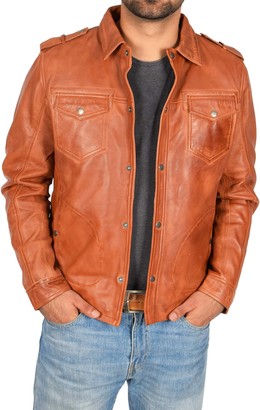 A1 FASHION GOODS Mens Trucker Leather Jacket Vintage Rub Off American Coat Bond