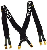 Thumbnail for your product : Rare! chanel cc suspenders black white gold canvas leather vintage auth ak38525h