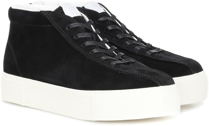black suede high top sneakers