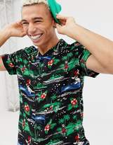 Thumbnail for your product : New Look revere shirt with santa print in black