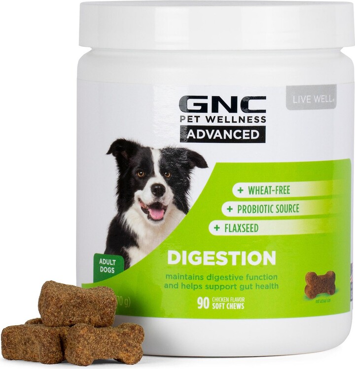 GNC Pets Advanced Digestion Support Chicken Flavor Soft Chews Dog Supplement, 90 count