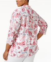 Thumbnail for your product : Charter Club Plus Size Floral-Print Eyelet Shirt, Created for Macy's