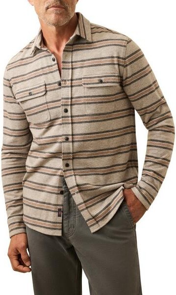 Faherty Men's Legend Sweater Long Sleeve Button Up Shirt 2XLarge Rock Coast Stripe