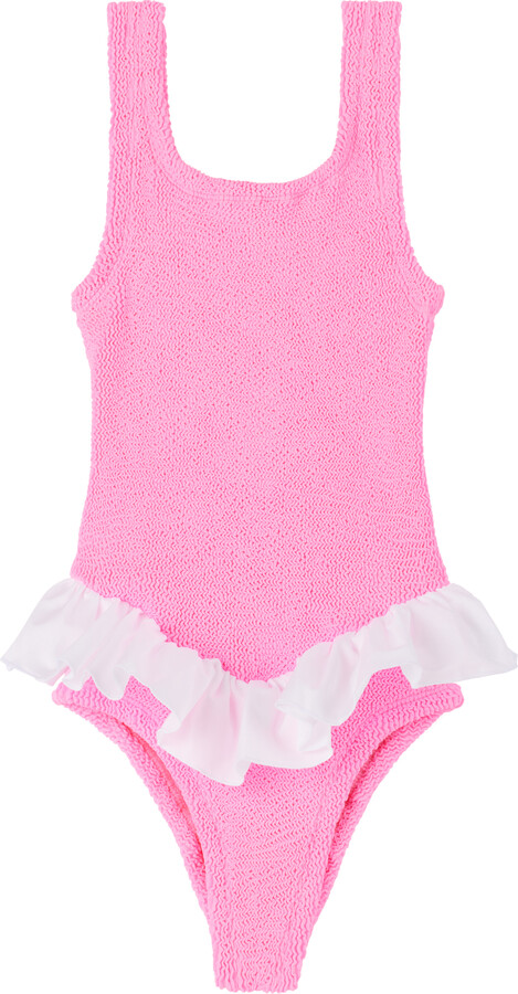 Hunza G Kids Pink & White Denise Swimsuit