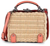Thumbnail for your product : Etienne Aigner Small Charlotte Leather-Trimmed Wicker Crossbody Box Bag