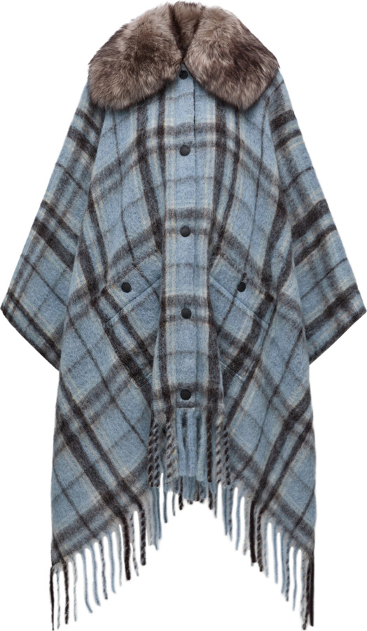 MONCLER GRENOBLE Moncler Mohair, Alpaca & Wool Blend Plaid Cape, Women,