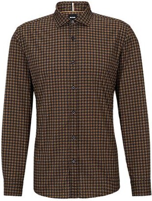 HUGO BOSS Slim-fit shirt in houndstooth stretch cotton