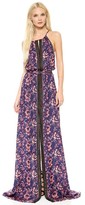 Thumbnail for your product : Veronica Beard Floral Batik Print Lace Trimmed Gown