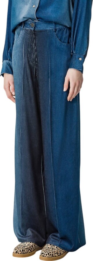 Degradé Denim Velvet Pants In Delavé