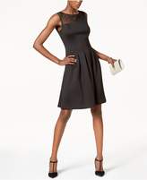 Thumbnail for your product : Ellen Tracy Illusion-Mesh Fit & Flare Dress