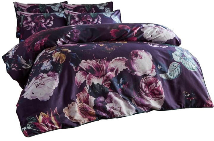 Purple Multi Featherweight Queen Duvet Cover Kess InHouse EBI Emporium Floral Fiesta 88 x 88, 