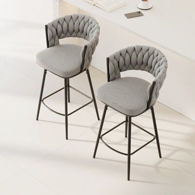 Latitude Run 360°Swivel Bar Chairs Set Of 2, Equipped With Soft Cushioned Backrest Counter Stool, Metal Leg Modern Luxury Kitchen Chair, Suitable For Family Dining