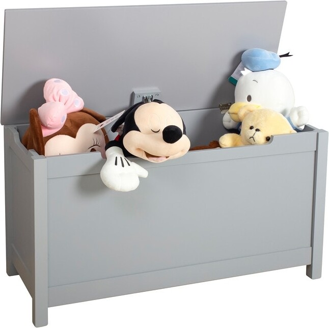 Tiramisubest Wooden Toy Box Bench Chest with Safety Hinged Lid for