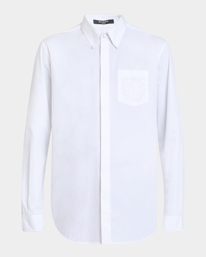 Balmain Men's Emblem-Pocket Cotton Sport Shirt