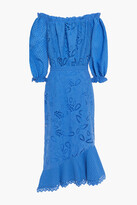 Thumbnail for your product : Saloni Grace Off-the-shoulder Broderie Anglaise Cotton Midi Dress