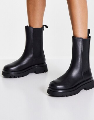 Aldo Maple chunky flat calf boots in black -