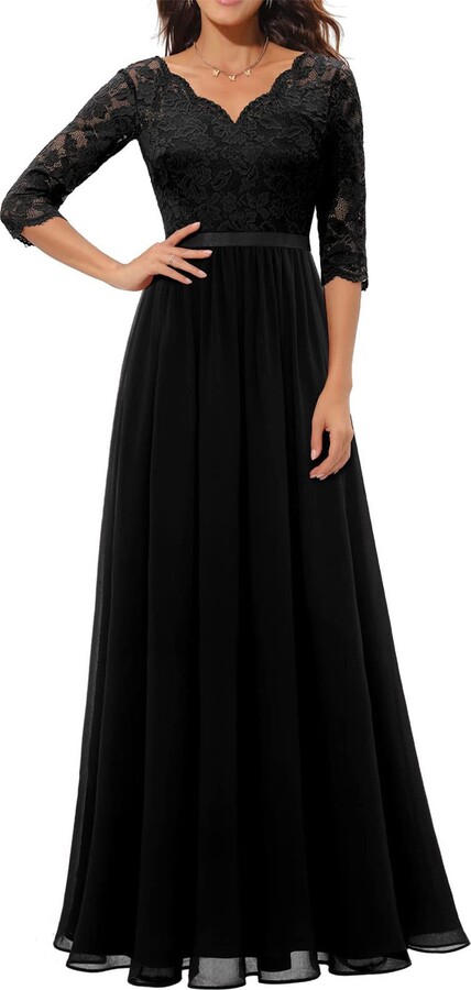 Women Lace Bridesmaids Ladies Formal Evening Party Prom Gown Cocktail Long Dress 