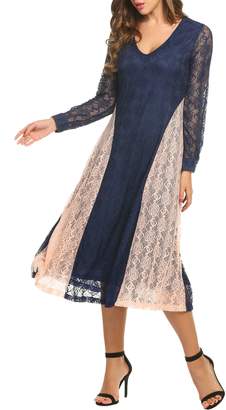 ACEVOG Women's Sleeveless Long Floral Lace Sleeveles Evening Formal Dress ( S)