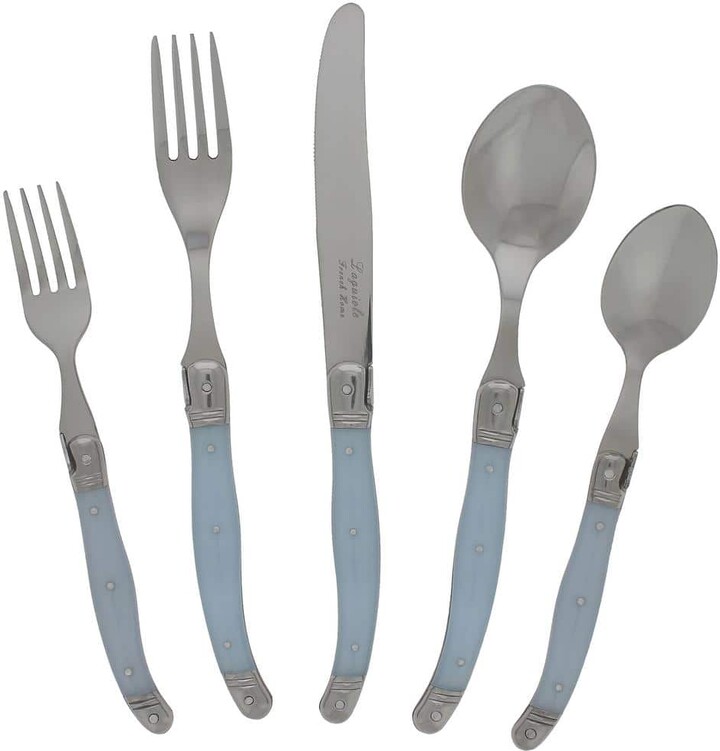 French Home Laguiole 20-Piece Stainless Steel/Ice Blue Flatware Set (Service for 4)