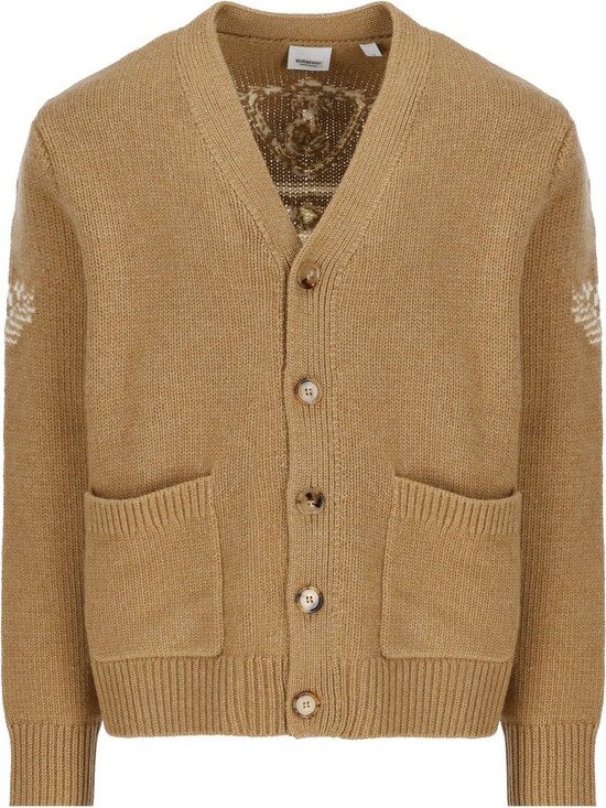L Clothing Mens Clothing Jumpers Cardigans BURBERRY Cardigan Burberrys Sweater Men Navy Blue Wool & Suede 